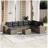 Image de 9 pieces 8 personnes gris salon de jardin modulable 62 x 62 x 69 resine tressee