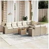 Image de Salon de Jardin avec Coussins 10 pcs, Canapés et Table de Terrasse, Ensemble de Meubles d'Extérieur Patio, Noir 3224272