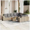 Image de Salon de jardin modulable 10 pieces beige rotin 62 x 62 x 69 cm 9 personnes