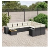 Image de Salon de Jardin avec Coussins 10 pcs, Canapés de Terrasse, Ensemble de Meubles de Patio, Mobilier d'Extérieur, Noir 3257939