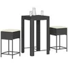 Image de Ensemble de bar de jardin 3 pcs avec coussins noir poly rotin