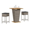 Image de Ensemble de bar de jardin 3 pcs et coussins gris résine tressée