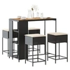 Image de Ensemble de bar de jardin 5 pcs avec coussins noir poly rotin, ensemble de bar, ensemble de bar de patio, ensemble de 3261497