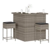 Image de Ensemble de bar de jardin 3 pcs et coussins gris résine tressée