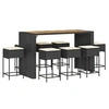 Image de Salon de jardin vidaxl noir resine tressee 9 pieces 185 x 80 x 110 cm