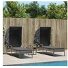 Image de Chaises longues lot de 2 avec auvents et table gris poly rotin, lit de bronzage, chaise longue inclinable, lit de 3261571