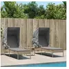 Image de Chaises longues lot de 2 avec auvents et table beige poly rotin, lit de bronzage, chaise longue inclinable, lit de 3261572