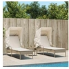 Image de Chaises longues lot de 2 avec auvents et table beige poly rotin3261573