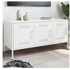 Image de Meuble TV blanc 100,5x39x50,5 cm acier, support TV, buffet TV, meuble multimédia, banc TV, armoire hifi, centre de 842951