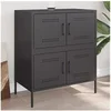 Image de Buffet noir 68x39x79 cm acier, armoire, placard, buffet haut, armoire latérale, armoire de rangement, organisateur de 842952