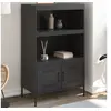 Image de Buffet haut noir 68x39x113 cm acier, buffet, placard, armoire latérale, armoire, armoire de rangement, armoire haute, 842970