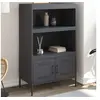 Image de Buffet haut anthracite 68x39x113 cm acier, buffet, placard, armoire latérale, armoire, armoire de rangement, armoire 842972