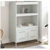 Image de Buffet haut blanc 68x39x113 cm acier, buffet, placard, armoire latérale, armoire, armoire de rangement, armoire 842975