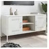 Image de Meuble TV blanc 100,5x39x50,5 cm acier, support TV, buffet TV, meuble multimédia, banc TV, armoire hifi, centre de 842993