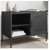 Image de Meuble TV noir 68x39x50,5 cm acier, support TV, buffet TV, meuble multimédia, banc TV, armoire hifi 842994