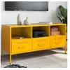 Image de Meuble TV, Armoire de Télévision avec Pieds, Support Télé avec Rangement Salon Salle de Séjour, Jaune Moutarde 843039