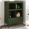 Image de Buffet Haut, Armoire avec Pieds et Compartiments, Meuble de Rangement, Organisateur de Salle de Séjour, Vert Olive 843106