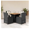 Image de Ensemble à manger de jardin coussins 5pcs Noir Résine tressée 3262766