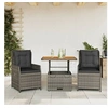 Image de Ensemble de bistro 3 pcs avec coussins gris résine tressée, ensemble de bistro de jardin, ensemble de balcon, 3262768