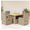 Image de Ensemble à manger de jardin avec coussins 5pcs Beige poly rotin 3262773