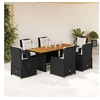 Image de Ensemble à manger de jardin coussins 7pcs Noir Résine tressée 3262779
