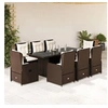 Image de Ensemble à manger de jardin et coussins 9 pcs marron poly rotin 3262782