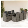 Image de 9-delige Tuinset met kussens poly rattan grijs3262784