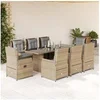 Image de Ensemble à manger de jardin et coussins 9 pcs beige Poly rotin 3262788