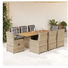 Image de 9-delige Tuinset met kussens poly rattan beige3262790