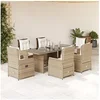 Image de 7-delige Tuinset met kussens poly rattan beige3262791