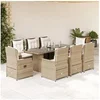 Image de Ensemble à manger de jardin et coussins 9 pcs beige Poly rotin 3262792
