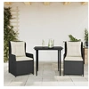 Image de Ensemble à manger de jardin avec coussins 3 pcs Noir 3262826