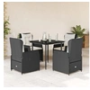 Image de Ensemble à manger de jardin coussins 5pcs Noir Résine tressée 3262827