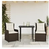 Image de Ensemble à manger de jardin 3 pcs et coussins marron poly rotin 3262840