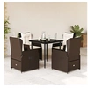 Image de Ensemble à manger de jardin 5 pcs et coussins marron poly rotin 3262841