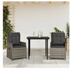 Image de Ensemble à manger de jardin 3 pcs coussins gris résine tressée 3262854