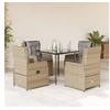 Image de Ensemble à manger de jardin avec coussins 5pcs Beige poly rotin 3262869