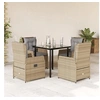Image de Ensemble à manger de jardin avec coussins 5pcs Beige poly rotin 3262876