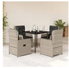 Image de Ensemble à manger de jardin et coussins 5 pcs gris clair rotin 3262897