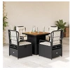 Image de Ensemble à manger de jardin coussins 5pcs Noir Résine tressée 3262911