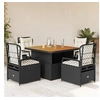 Image de Ensemble à manger de jardin coussins 5pcs Noir Résine tressée 3262912