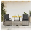 Image de Ensemble à manger de jardin 3 pcs coussins gris résine tressée 3262913