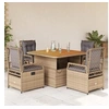 Image de Ensemble à manger de jardin avec coussins 5pcs Beige poly rotin 3262918