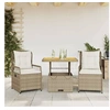 Image de Ensemble à manger de jardin et coussins 3 pcs Beige poly rotin 3262919