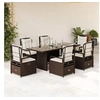 Image de Ensemble à manger de jardin et coussins 7 pcs marron rotin 3262926