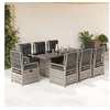 Image de Ensemble à manger de jardin 9 pcs coussins gris résine tressée 3262929