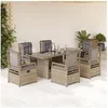 Image de Ensemble à manger de jardin et coussins 7 pcs beige poly rotin 3262932