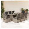 Image de Ensemble à manger de jardin et coussins 9 pcs gris clair rotin 3262941