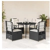 Image de Ensemble à manger de jardin coussins 5pcs Noir Résine tressée 3262958