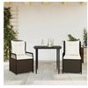 Image de Ensemble à manger de jardin 3 pcs et coussins marron poly rotin 3262971